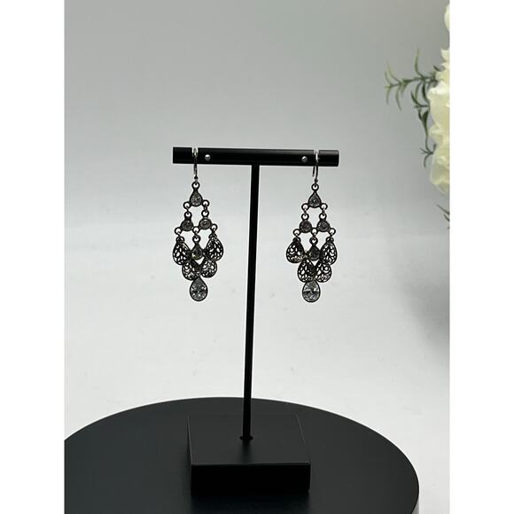 Silpada Vintage W2795 Sterling Silver 925 Cascading Chandelier CZ Earrings - Picture 8 of 8